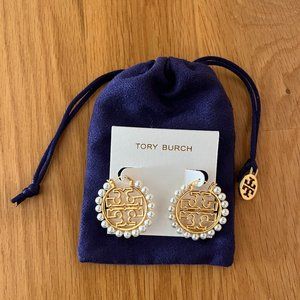 Tory Burch Britten pearl hoop earrings NWT - SOLD OUT